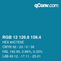 カラーコード: RGB 12 126.8 158.4 | qconv.com