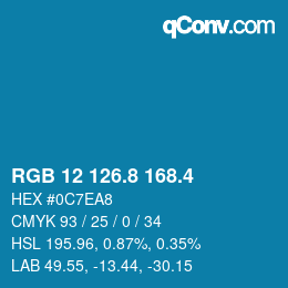 カラーコード: RGB 12 126.8 168.4 | qconv.com