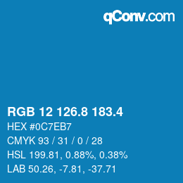 カラーコード: RGB 12 126.8 183.4 | qconv.com