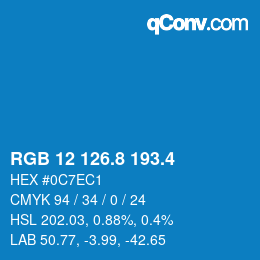 カラーコード: RGB 12 126.8 193.4 | qconv.com