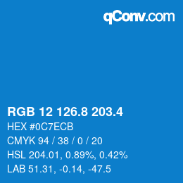 カラーコード: RGB 12 126.8 203.4 | qconv.com
