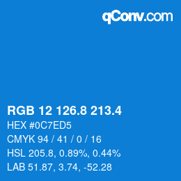カラーコード: RGB 12 126.8 213.4 | qconv.com