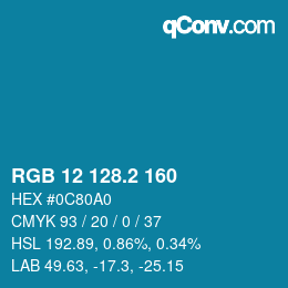 カラーコード: RGB 12 128.2 160 | qconv.com