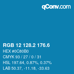 カラーコード: RGB 12 128.2 176.6 | qconv.com