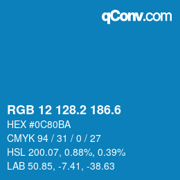 カラーコード: RGB 12 128.2 186.6 | qconv.com