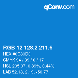カラーコード: RGB 12 128.2 211.6 | qconv.com