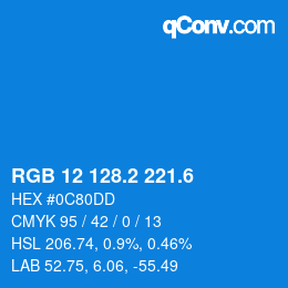 カラーコード: RGB 12 128.2 221.6 | qconv.com