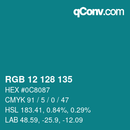 Color code: RGB 12 128 135 | qconv.com