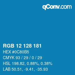Color code: RGB 12 128 181 | qconv.com
