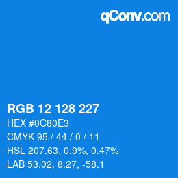 Color code: RGB 12 128 227 | qconv.com