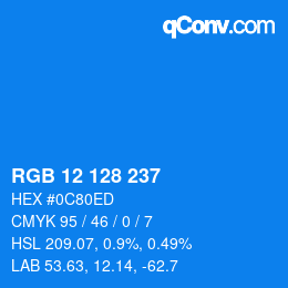 Color code: RGB 12 128 237 | qconv.com