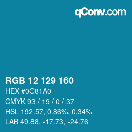 Color code: RGB 12 129 160 | qconv.com