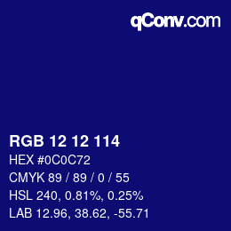 Color code: RGB 12 12 114 | qconv.com