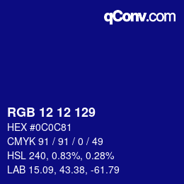 Color code: RGB 12 12 129 | qconv.com