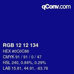Color code: RGB 12 12 134 | qconv.com