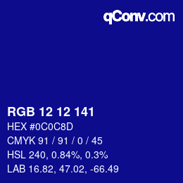 Color code: RGB 12 12 141 | qconv.com