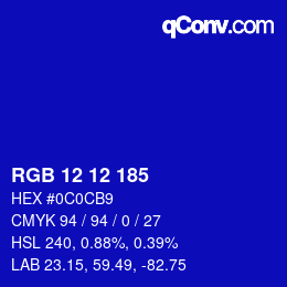 Color code: RGB 12 12 185 | qconv.com