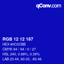 Color code: RGB 12 12 187 | qconv.com