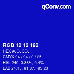 Color code: RGB 12 12 192 | qconv.com