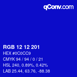 Color code: RGB 12 12 201 | qconv.com