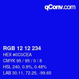 Color code: RGB 12 12 234 | qconv.com