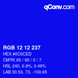 Color code: RGB 12 12 237 | qconv.com