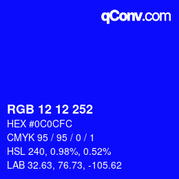 Color code: RGB 12 12 252 | qconv.com