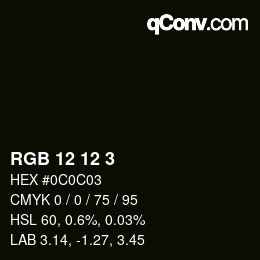 カラーコード: RGB 12 12 3 | qconv.com