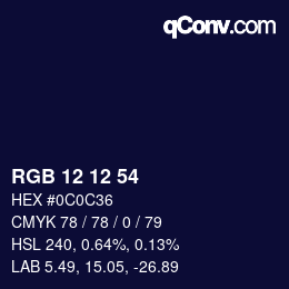 Color code: RGB 12 12 54 | qconv.com