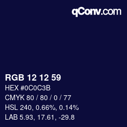 Color code: RGB 12 12 59 | qconv.com