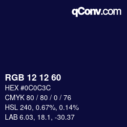 Color code: RGB 12 12 60 | qconv.com