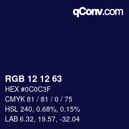 Color code: RGB 12 12 63 | qconv.com