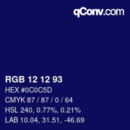 Color code: RGB 12 12 93 | qconv.com