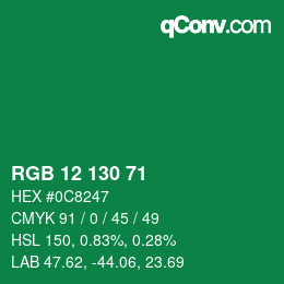 Color code: RGB 12 130 71 | qconv.com