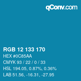 Color code: RGB 12 133 170 | qconv.com