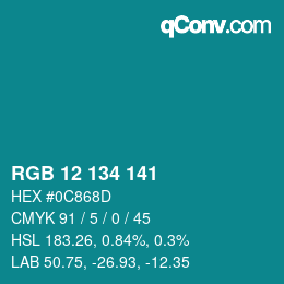 Color code: RGB 12 134 141 | qconv.com