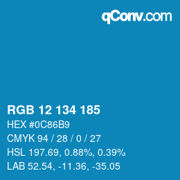 Color code: RGB 12 134 185 | qconv.com
