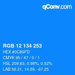 Color code: RGB 12 134 253 | qconv.com