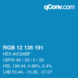 Color code: RGB 12 136 191 | qconv.com