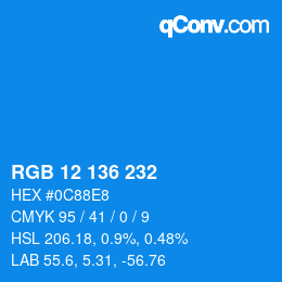 Código de color: RGB 12 136 232 | qconv.com
