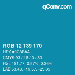 カラーコード: RGB 12 139 170 | qconv.com