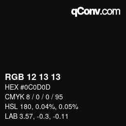 カラーコード: RGB 12 13 13 | qconv.com