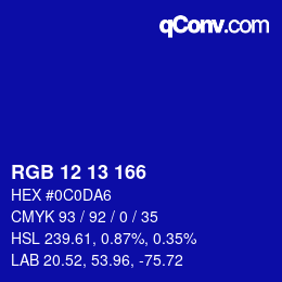 Color code: RGB 12 13 166 | qconv.com