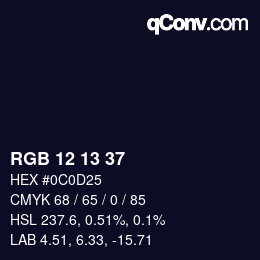 Color code: RGB 12 13 37 | qconv.com