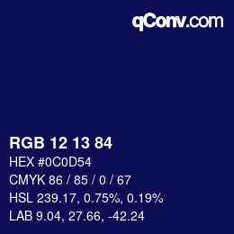 Color code: RGB 12 13 84 | qconv.com