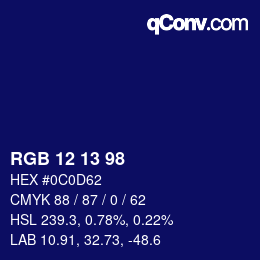 カラーコード: RGB 12 13 98 | qconv.com