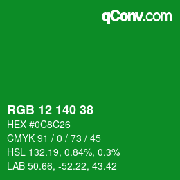 Color code: RGB 12 140 38 | qconv.com