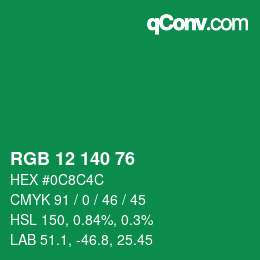 Color code: RGB 12 140 76 | qconv.com