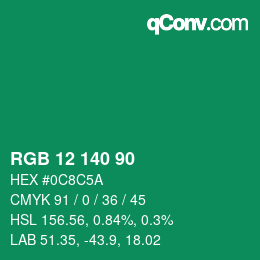 カラーコード: RGB 12 140 90 | qconv.com
