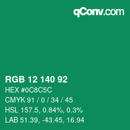 カラーコード: RGB 12 140 92 | qconv.com